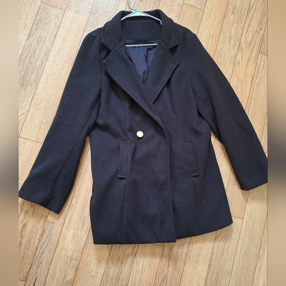 SHEIN Elegant Black Pea Coat